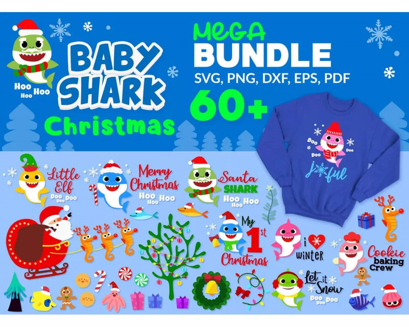 Christmas Shark SVG Bundle 60+ Files For Cricut & Silhouette