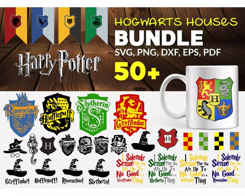 Potter Houses SVG, Hogwarts Houses SVG For Cricut, Hogwarts SVG Files, Hogwarts PNG Transparent