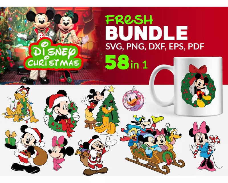 Disney Christmas Clipart Bundle, PNG & SVG Cut Files for Cricut / Silhouette