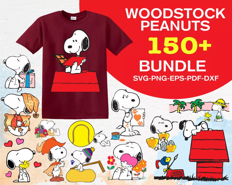 Snoopy and Woodstock Clipart Bundle, PNG & SVG Cut Files for Cricut & Silhouette
