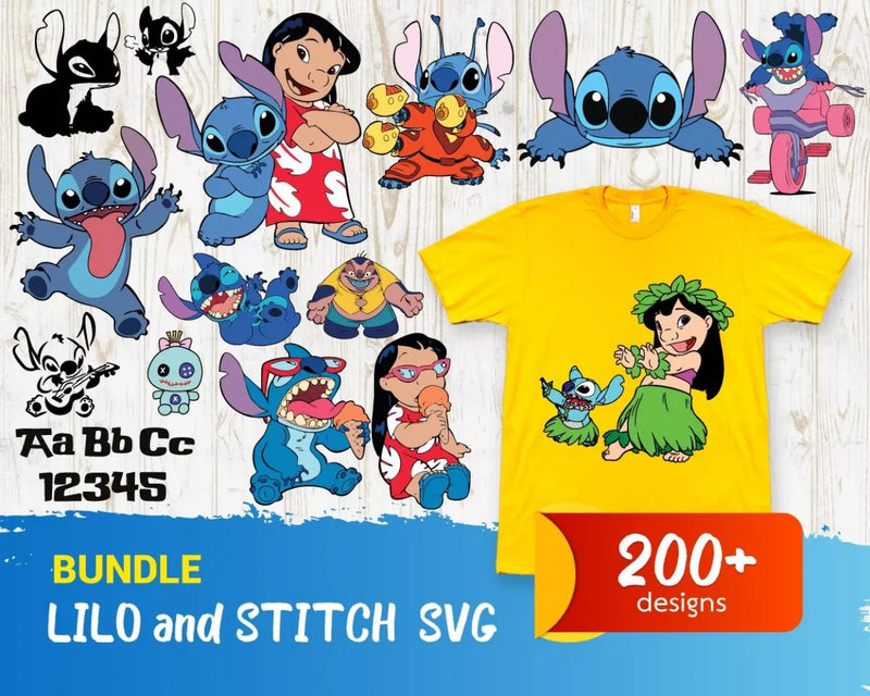 Lilo & Stitch Clipart Bundle, PNG & SVG Files for Cricut & Silhouette