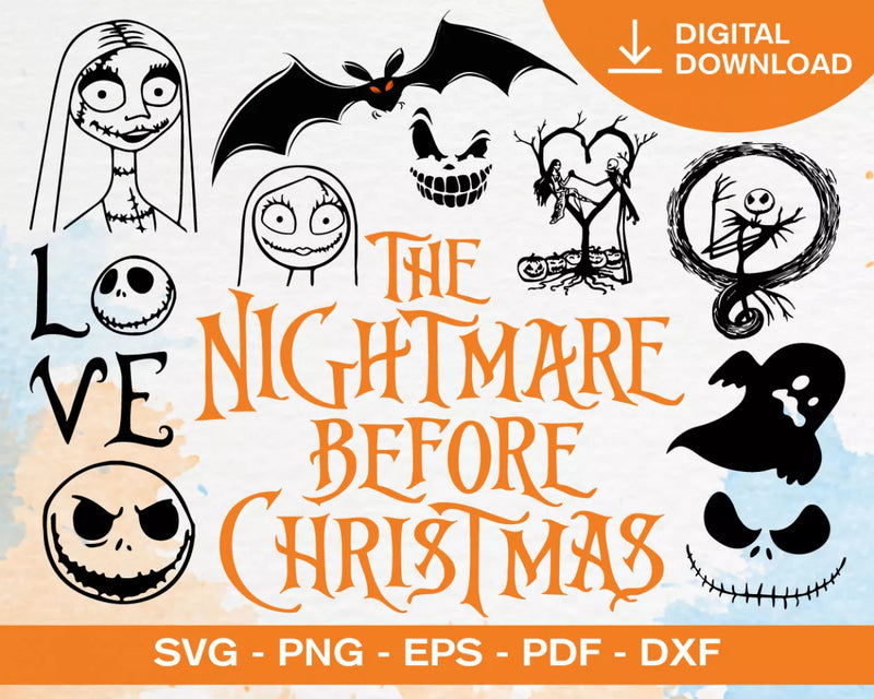 Nightmare Before Christmas Clipart Bundle, PNG & SVG Cut Files for Cricut & Silhouette
