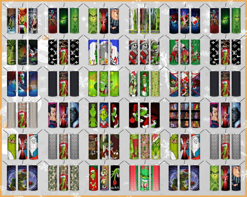 100+ Files The Grinch 20oz skinny tumbler sublimation designs PNG, Christmas Grinch PNG, Christmas 20oz skinny tumbler