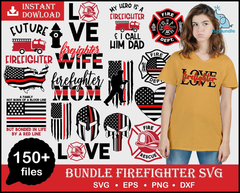 100+ firefighter bundle svg, png, dxf, eps