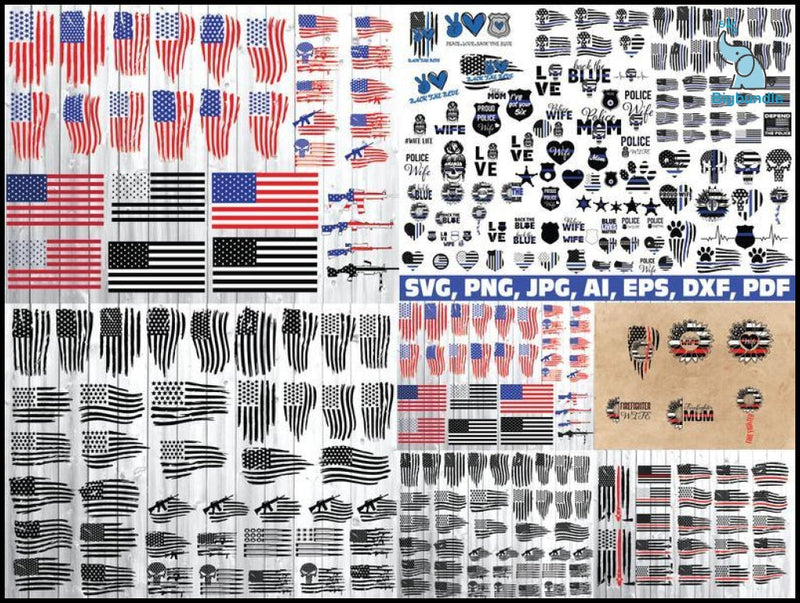 1000+ bundle american flag svg, distressed flag svg, police svg, firefighter svg