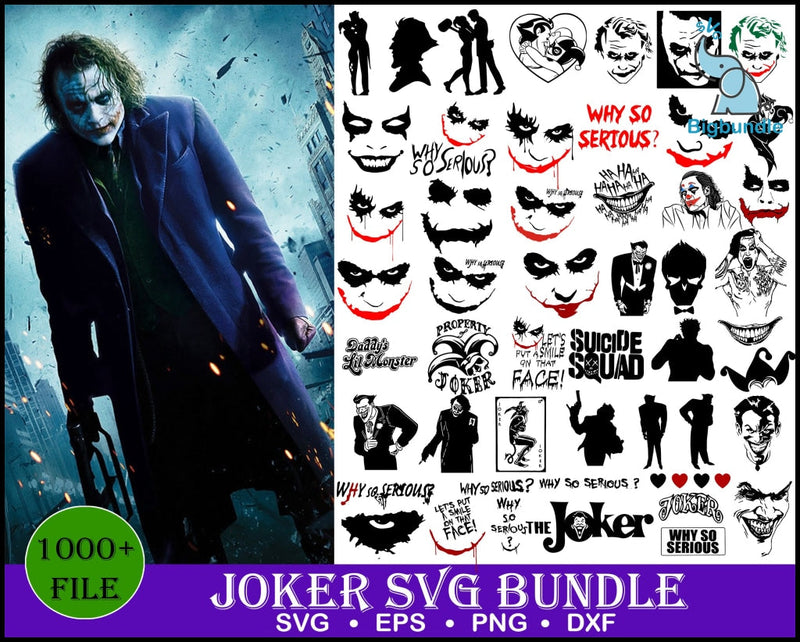 1000+ Joker bundle SVG, DXF,PNG, Clipart, Cricut , Bundle svg, eps, png, dxf