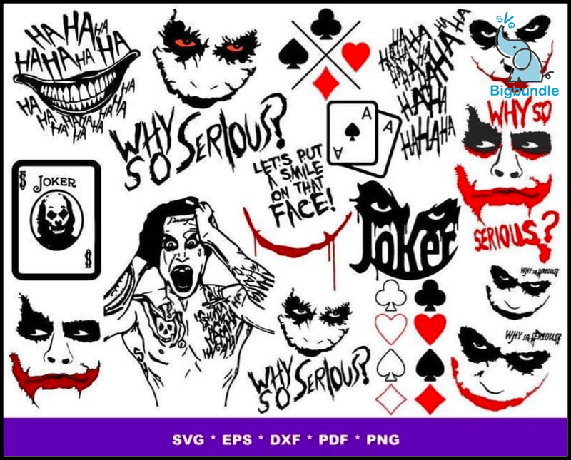 1000+ Joker bundle SVG, DXF,PNG, Clipart, Cricut , Bundle svg, eps, png, dxf