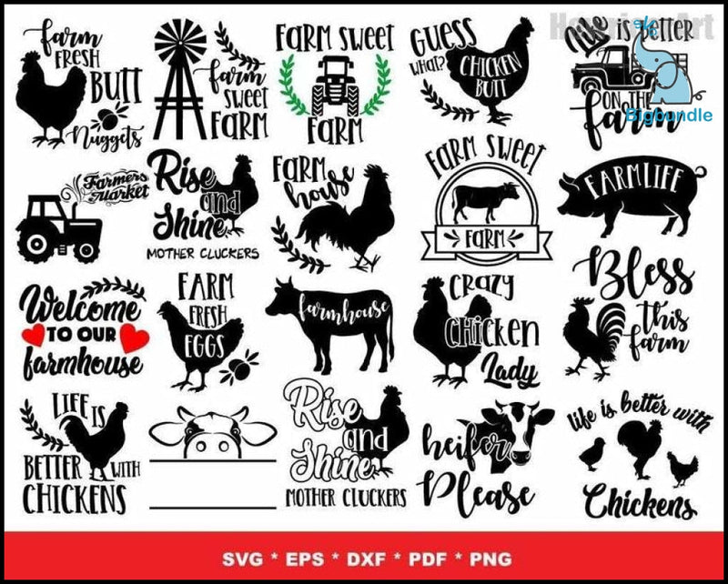 1200+ Farm SVG Bundle 1.0 Digital Dowload, Bundle svg, eps, png, dxf