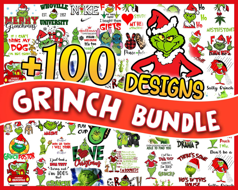 100+ Grinch Bundle SVG, Grinch SVG, Grinchmas Cutting Image, Christmas Grinch svg, png, eps, dxf