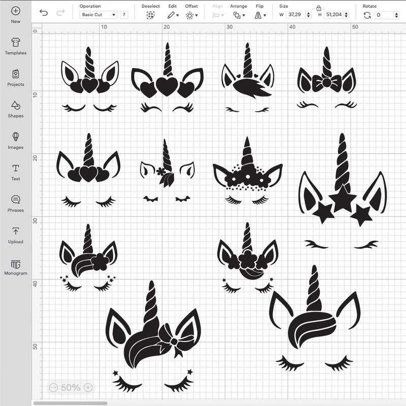 Unicorn Face SVG Bundle, Unicorn Face SVG Files For Cricut, Unicorn Face PNG, Unicorn Face Clipart