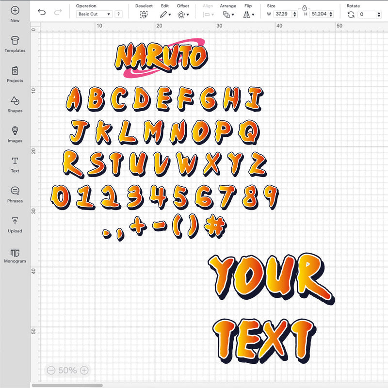 Naruto Font SVG, Naruto Alphabet SVG, Naruto Letters SVG