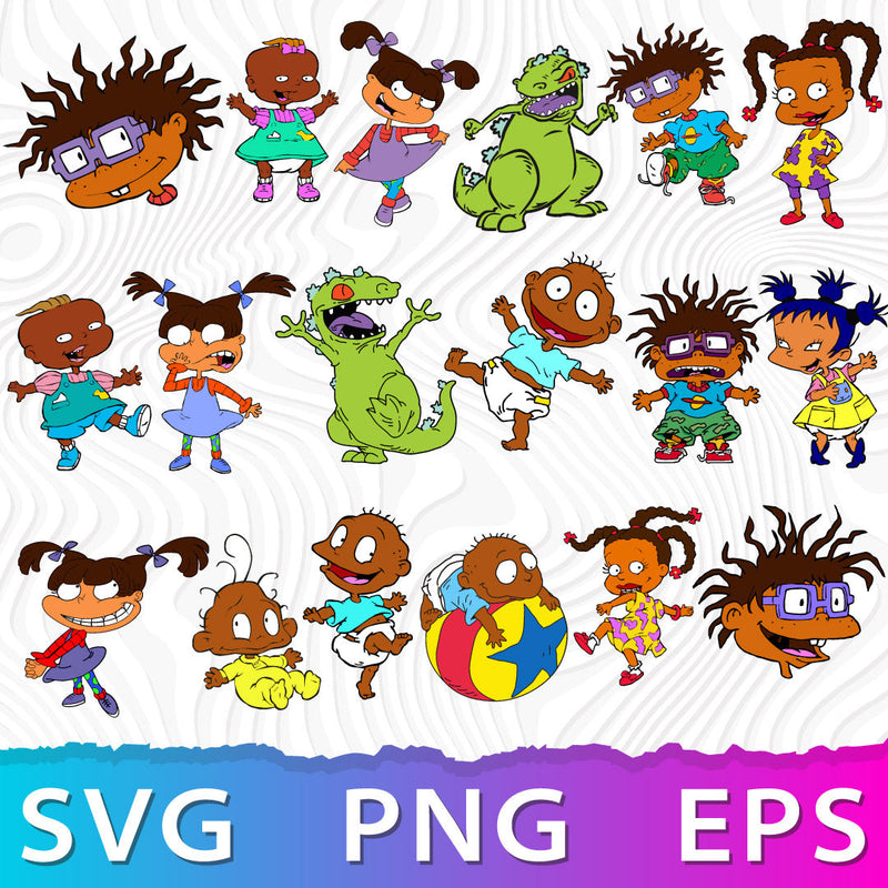 Rugrats Afro Characters SVG Bundle, Rugrats Afro Cricut Designs, Rugrats Afro Clipart