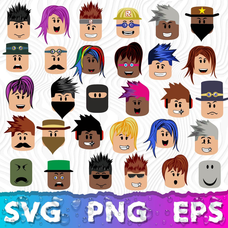 Roblox Face SVG Bundle, Roblox Face Clipart, Roblox Man Face PNG, Roblox Cricut Files