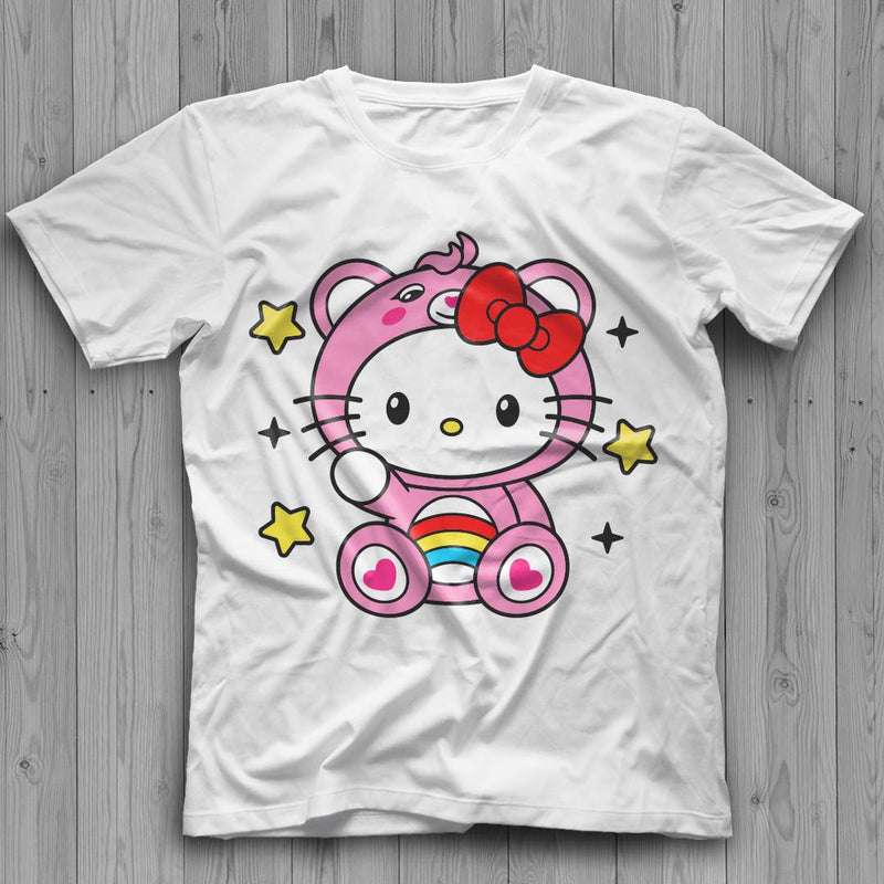 Hello Kitty Svg, Hello Kitty Care Bear Svg, Hello Kitty Rainbow, Hello Kitty Svg Cricut, Rainbow Hello Kitty