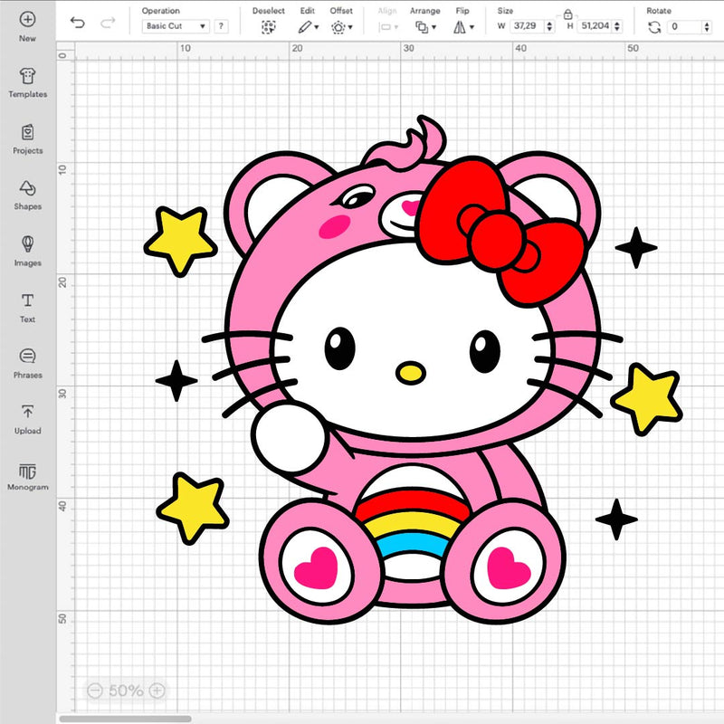 Hello Kitty Svg, Hello Kitty Care Bear Svg, Hello Kitty Rainbow, Hello Kitty Svg Cricut, Rainbow Hello Kitty