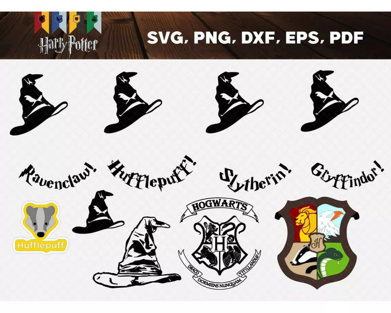 Potter Houses SVG, Hogwarts Houses SVG For Cricut, Hogwarts SVG Files, Hogwarts PNG Transparent