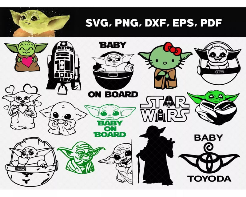 Baby Yoda Svg Cut Files, Baby Yoda Cricut Files, Baby Yoda Clipart