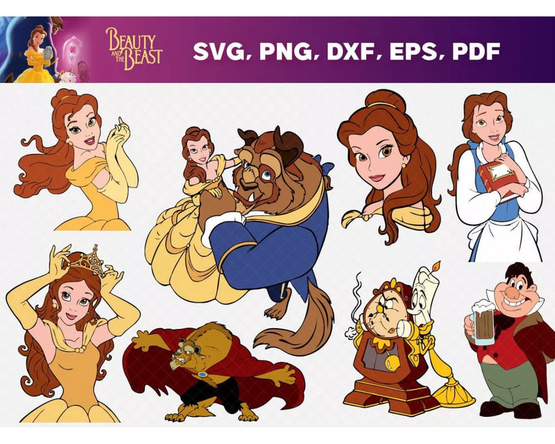 Beauty and the Beast Clipart Bundle, PNG & SVG Cut Files for Cricut & Silhouette