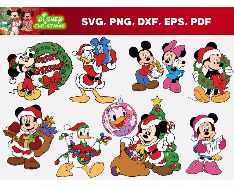 Disney Christmas Clipart Bundle, PNG & SVG Cut Files for Cricut / Silhouette