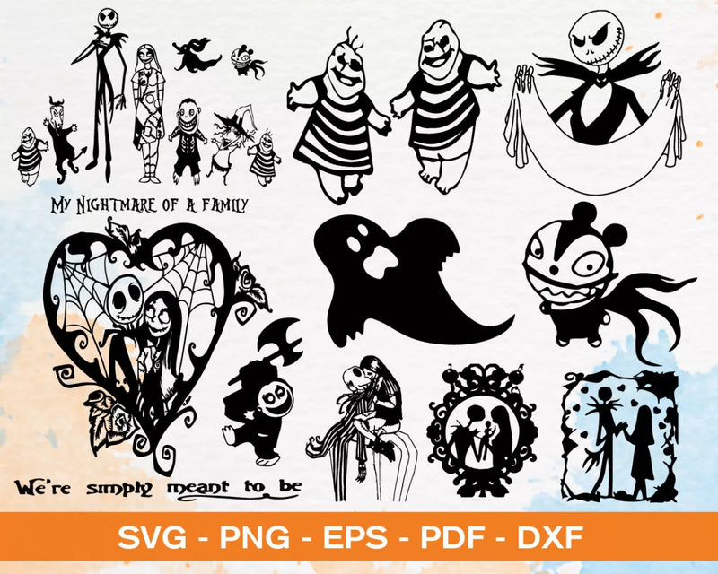Nightmare Before Christmas Clipart Bundle, PNG & SVG Cut Files for Cricut & Silhouette
