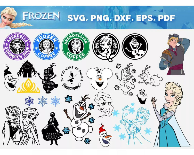 Frozen SVG, Frozen Elsa and Anna SVG For Cricut & Silhouette, Frozen Elsa PNG, Frozen Anna Clipart