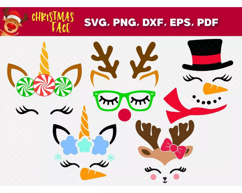 Christmas Face SVG Bundle 20+ Files For Cricut & Silhouette