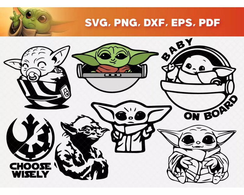 Baby Yoda SVG Bundle 22+ Files For Cricut & Silhouette