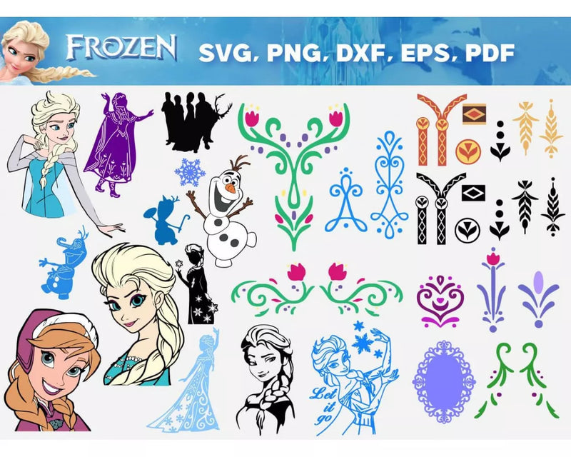 Frozen SVG, Frozen Elsa and Anna SVG For Cricut & Silhouette, Frozen Elsa PNG, Frozen Anna Clipart