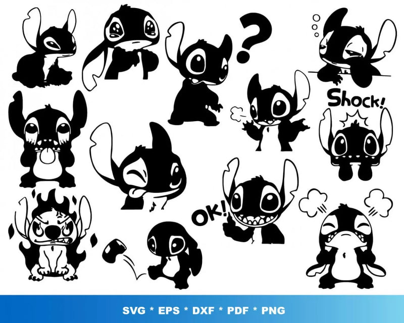 Lilo & Stitch Clipart Bundle, PNG & SVG Files for Cricut & Silhouette