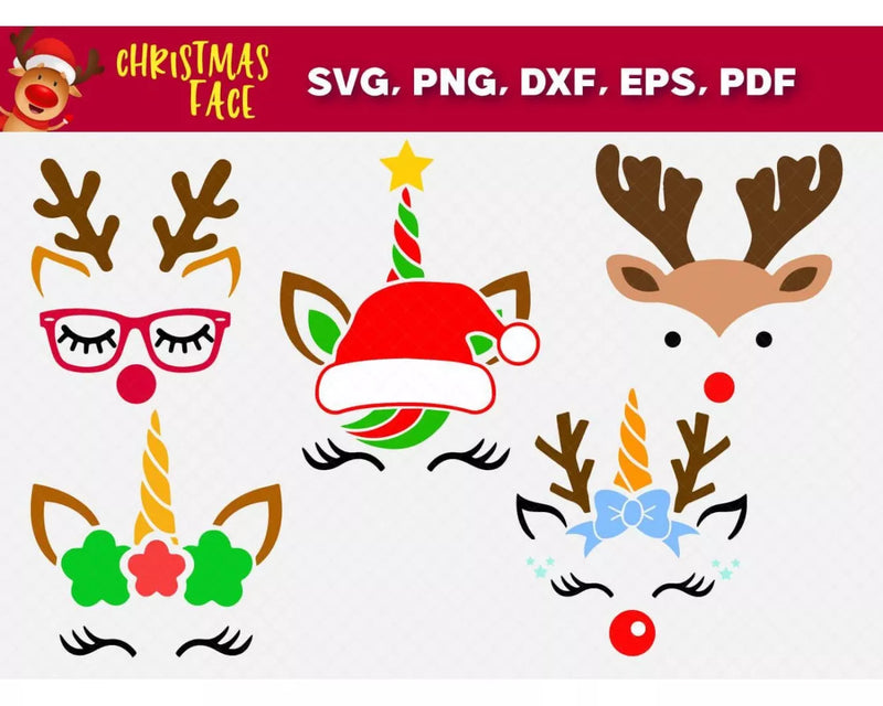 Christmas Face SVG Bundle 20+ Files For Cricut & Silhouette