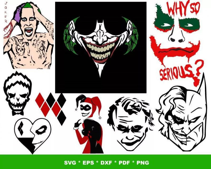 Joker Clipart Bundle, PNG & SVG Cut Files for Cricut & Silhouette