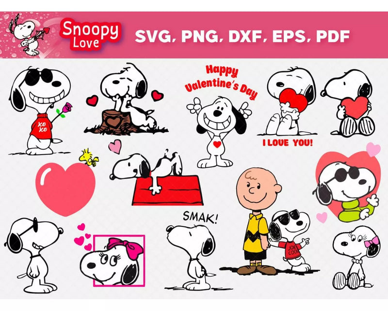 Snoopy Clipart Bundle, PNG & SVG Cut Files for Cricut & Silhouette