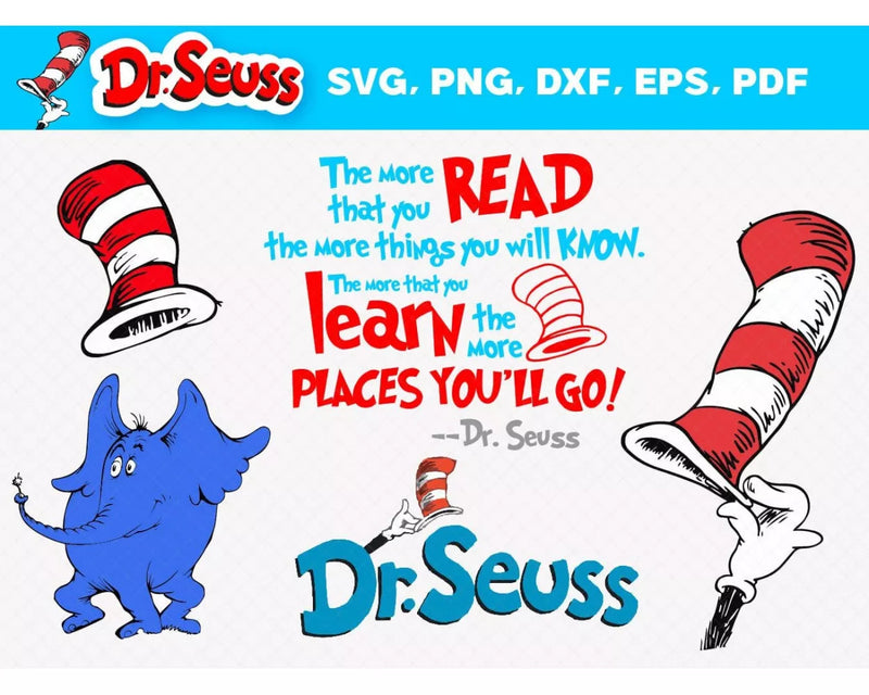 Dr. Seuss Clipart Bundle, Dr. Seuss PNG, Dr. Seuss SVG Cut Files for Cricut & Silhouette