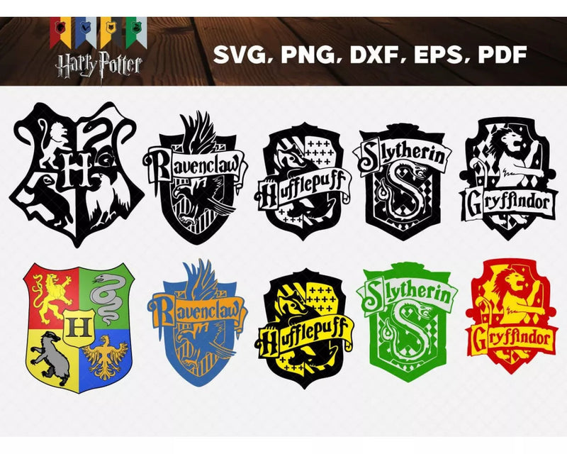 Hogwarts Houses Clipart Bundle, PNG & SVG Cut Files for Cricut / Silhouette