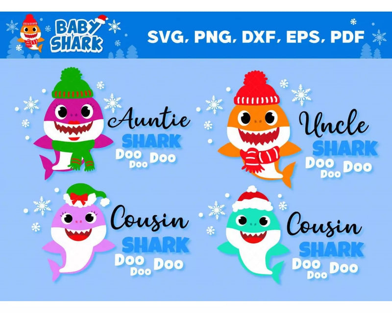 Christmas Shark SVG Bundle 12+ Files For Cricut & Silhouette