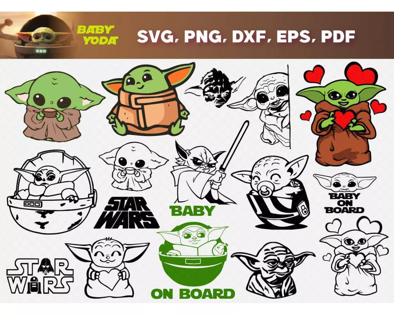 Baby Yoda SVG, Baby Yoda SVG For Cricut & Silhouette, Baby Yoda PNG Transparent