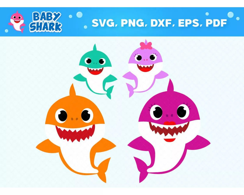 Baby Shark Clipart Bundle, PNG & SVG Cut Files for Cricut & Silhouette