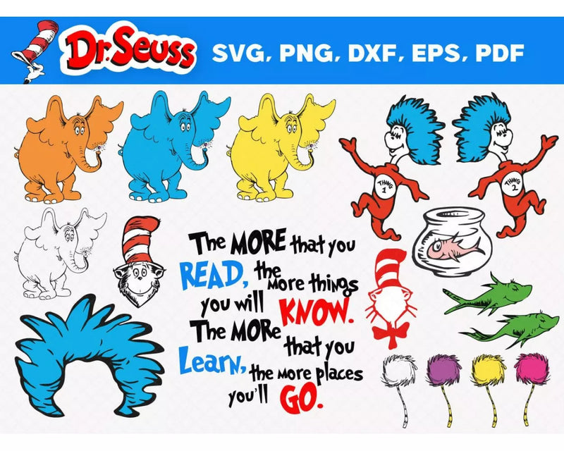 Dr. Seuss Clipart Bundle, PNG & SVG Cut Files for Cricut & Silhouette