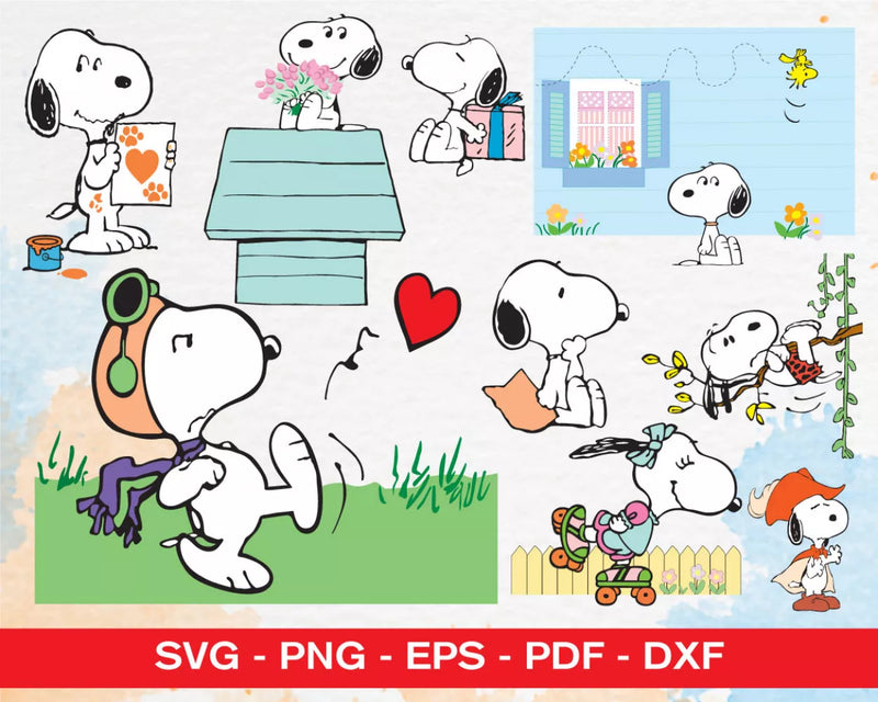 Snoopy and Woodstock Clipart Bundle, PNG & SVG Cut Files for Cricut & Silhouette