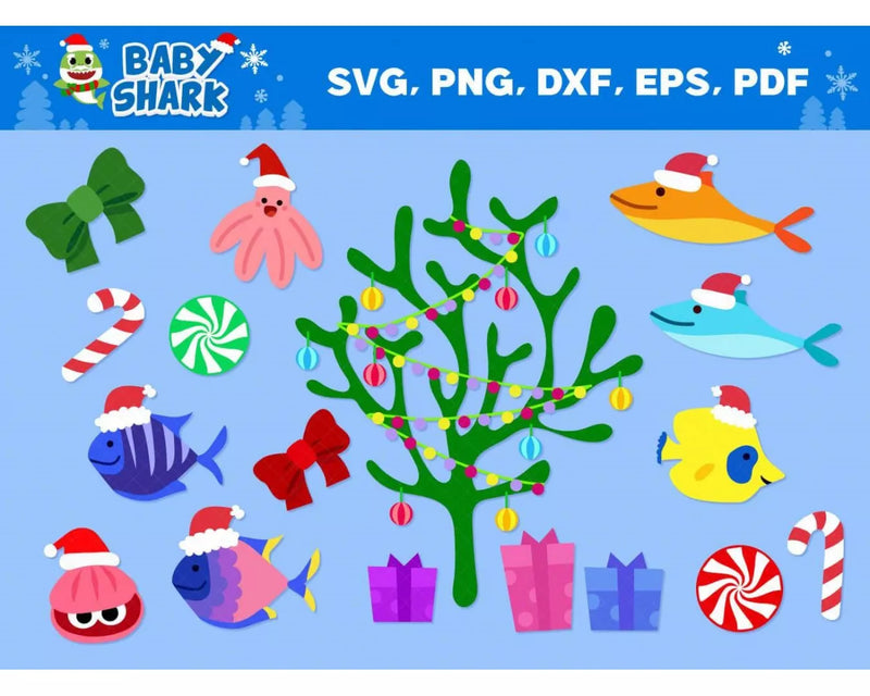 Christmas Shark SVG Bundle 60+ Files For Cricut & Silhouette