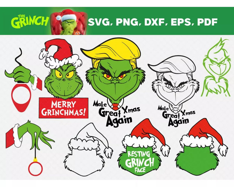 Grinch Clipart Bundle, PNG & SVG Cut Files for Cricut & Silhouette