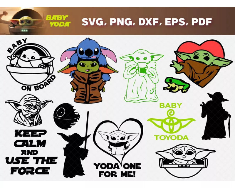 Baby Yoda SVG, Baby Yoda SVG For Cricut & Silhouette, Baby Yoda PNG Transparent