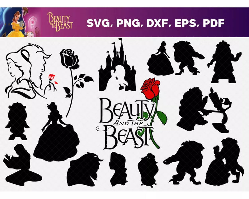 Beauty and the Beast Clipart Bundle, PNG & SVG Cut Files for Cricut & Silhouette
