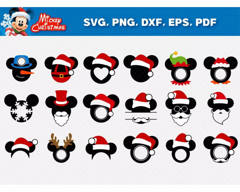 Mickey Christmas SVG Files, Mickey Mouse PNG, Mickey Mouse Christmas Clipart