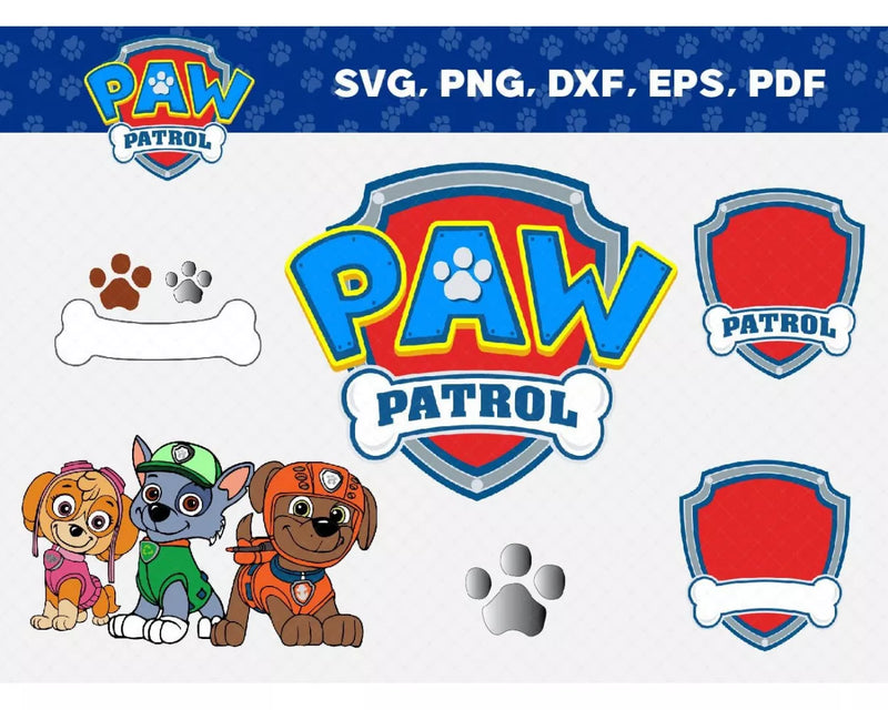PAW Patrol Characters Clipart Bundle, PNG & SVG Cut Files for Cricut / Silhouette