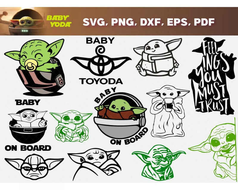 Baby Yoda SVG, Baby Yoda SVG For Cricut & Silhouette, Baby Yoda PNG Transparent