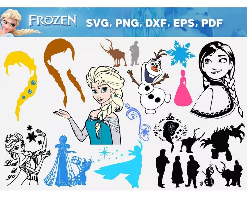 Frozen SVG, Frozen Elsa and Anna SVG For Cricut & Silhouette, Frozen Elsa PNG, Frozen Anna Clipart