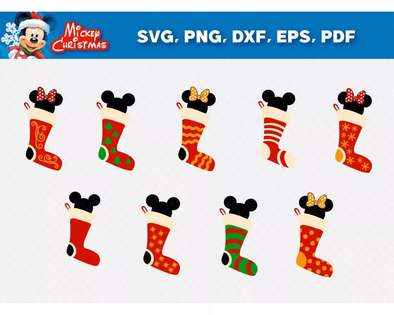 Mickey Christmas SVG Files, Mickey Mouse PNG, Mickey Mouse Christmas Clipart