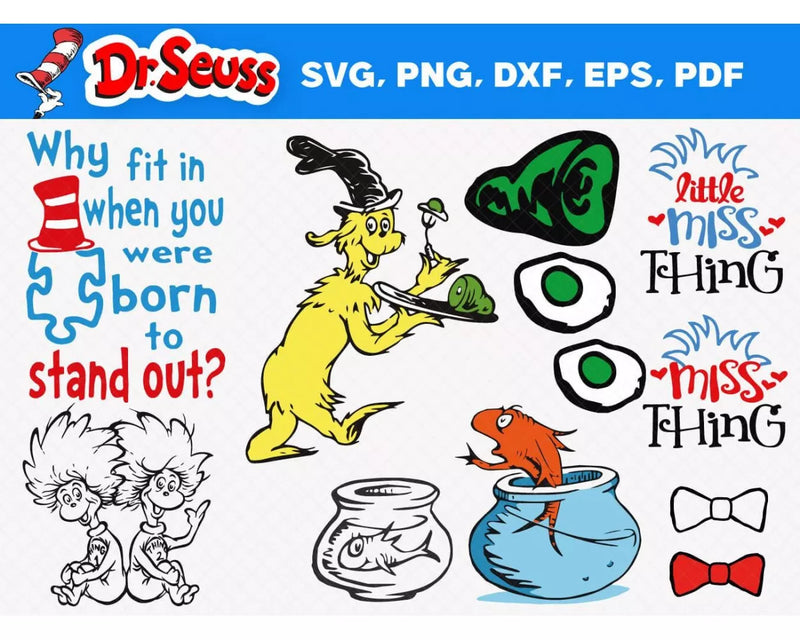 Dr. Seuss Clipart Bundle, PNG & SVG Cut Files for Cricut & Silhouette
