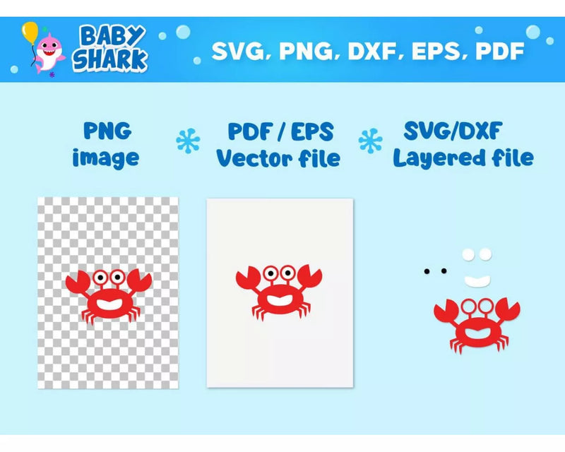 Baby Shark Party Clipart Bundle, PNG & SVG Files for Cricut / Silhouette